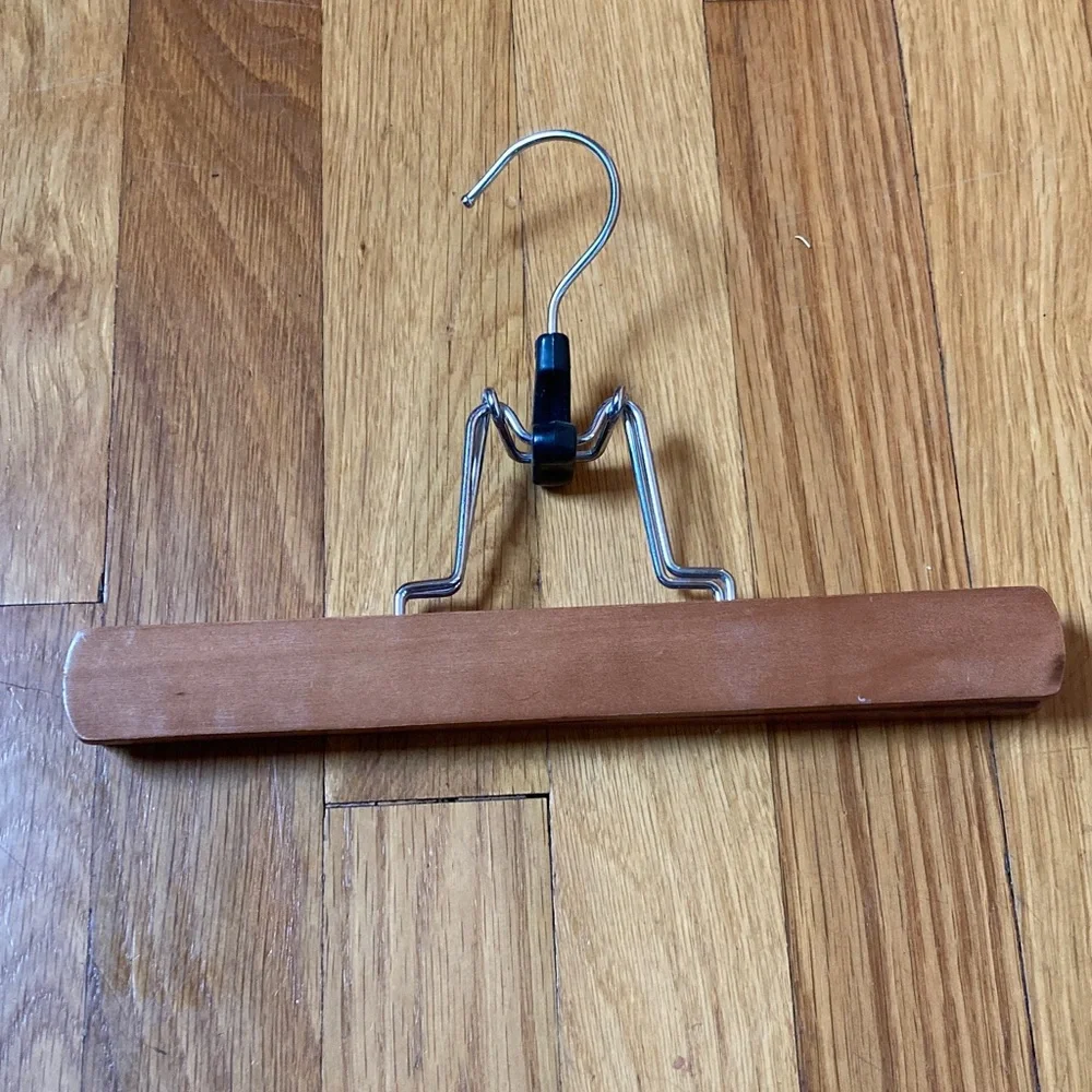 Wooden Pants Hangers with Metal Hooks - Set of 2